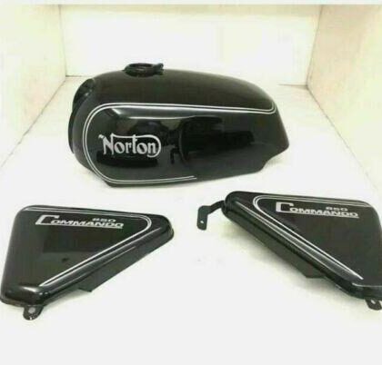 norton commando roadster black painted petrol tank + 850 side panel(fi